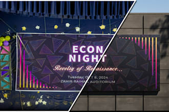 design backdrop, billboard, signage, roll ups and x banner