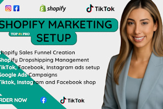 set up manage shopify dropshipping store marketing tiktok shop fb instagram ads