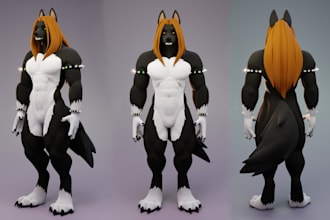 create vrchat furry avatar, vtuber model, vrc avatar,  3d vroid model