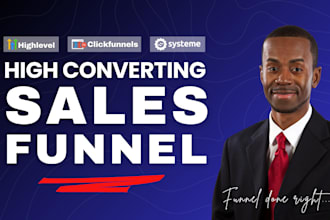 design salesfunnel, landing page in clickfunnels, gohighlevel, systeme io expert