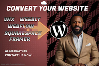 convert clone or transfer wix, weebly, webflow, squarespace to wordpress website
