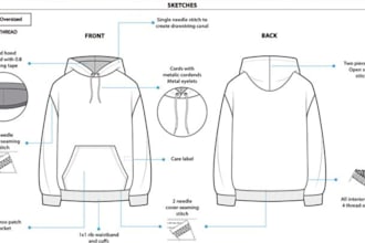 create clothing tech pack garment tech pack technical sketch technical drawing