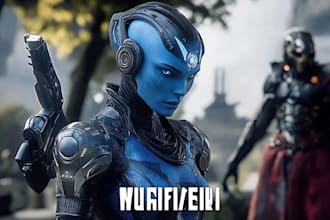 create fantasy, sci fi, character with hyperrealistic style