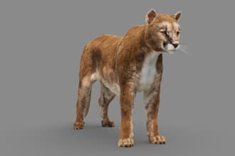 fantasy sculpt 3d animal model, creatures, realistic fur, xgen, texture 3d print