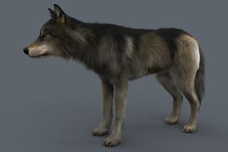 accurate sculpt 3d animal model, fur, xgen hair, figurine, texture, rig, print
