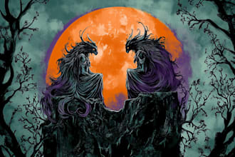 draw anything dark art, horror, black metal art illustration