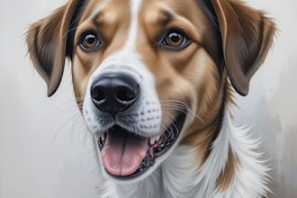 draw any pets dog cat or animals into oil painting portrait