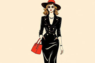 draw a fashion illustration in vintage style