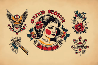 create any design in traditional tattoo or old school style