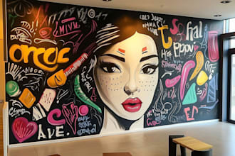 create graffiti pop art canvas designs and murals
