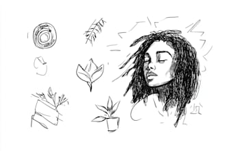 draw a cute family portrait in a flat doodle as a gift