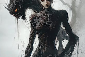 draw fantasy horror art illustration or dark creepy