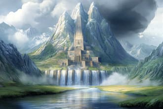 design fantasy environment concept art , landscape and etc illustration