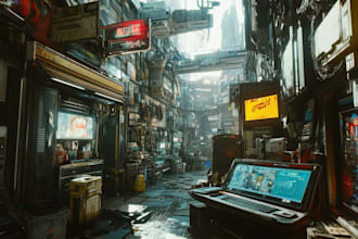 design an illustration of futuristic cyberpunk city