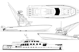 draw line art or vector of your boat, yacht, and ship