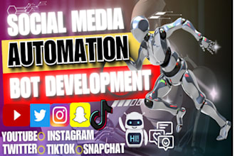 develop instagram API bot, twitter API bot, youtube API bot, tiktok API bot
