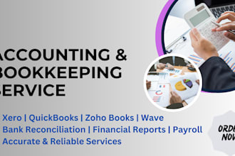 do bookkeeping and accounting on xero, quickbooks, zoho books, and wave