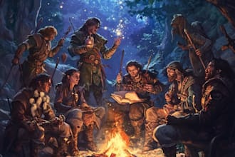 make dnd party fantasy and scifi or game character design