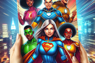 create a comic cover page design illustration