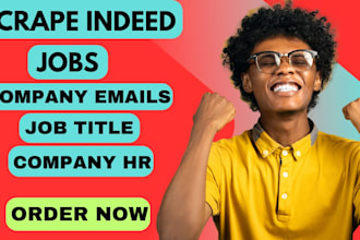 scrape indeed jobs posts, company, and their emails