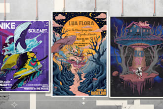 make an illustrated design for a music band or movie poster