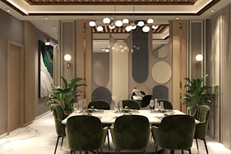 do 3d interior design for apartment bunglow commercials offices