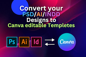 convert your PSD, ai files into editable canva templates