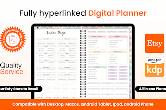 design hyperlinked digital planner, etsy digital planner, printable planner