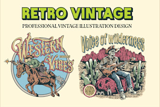make retro vintage tshirt design for you