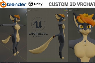 create 3d furry avatar ,3d vrchat avatar, vr character, vrc, nsfw outfit unity