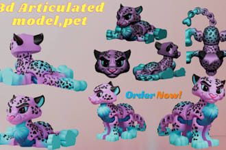 create 3d articulated model flexi toys, pet, dragon model in stl 3mf 3d printing