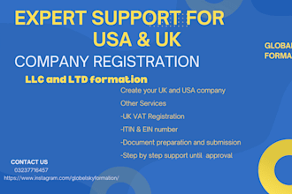 register your llc USA or ltd UK with documentation