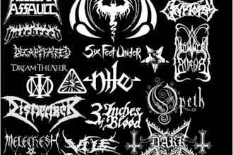 create black, death metal, grindcore deathcore band logo