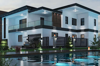 rebuild 3d architecture revit render,house landscape,interior,exterior sketchup