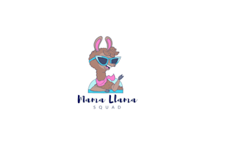 design mama llama animal character logo