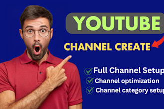 youtube channel create and setup with logo,and banner, art