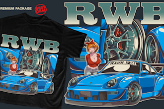 draw jdm cars illustration for tshirt and merchandise
