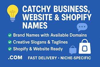 brainstorm business names, slogan, logo