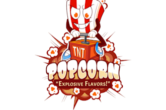 design organization manufactures delicious popcorn logo