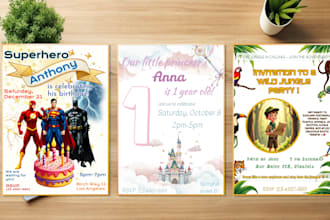 design kids birthday invitation, child party card