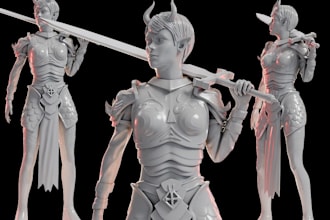 do 3d sculpting stl files 3d statue 3d model 3d character for printing in zbrush