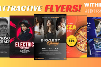 design a attractive brochure and flyer for food, church, party, business urgent