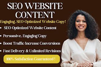 write SEO copywriting, website content, web copy, high converting website copy