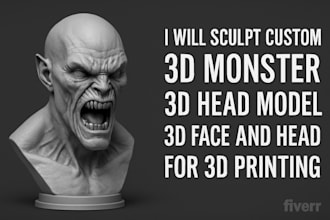 sculpt custom 3d monster 3d head bust model 3d face and head for 3d printing