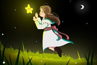 show a picture of a little girl who is catching stars