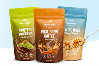 do product label design, pouch label and packaging