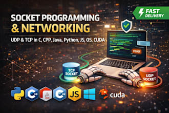 do socket programming and networking udp tcp in c cpp java python js, os, cuda