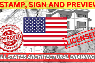 do architectural stamp, mep stamp, pe stamp, and seal for USA city permit