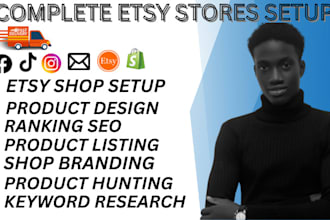 set up etsy shop, stan store, etsy print on demand, digital products design, SEO