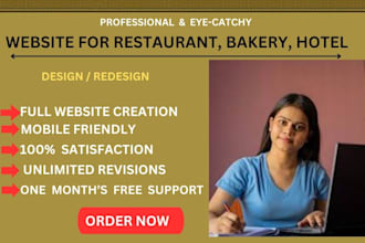 create a website for restaurant, food , cafe, ,bakery, hotel booking
